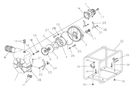 Trash Pump Diagram and Parts List for 073022-0-198GPM  Briggs and Stratton Water Pump
